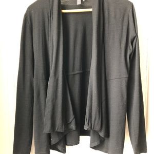 Ibex black merino wool wrap-style cardigan M